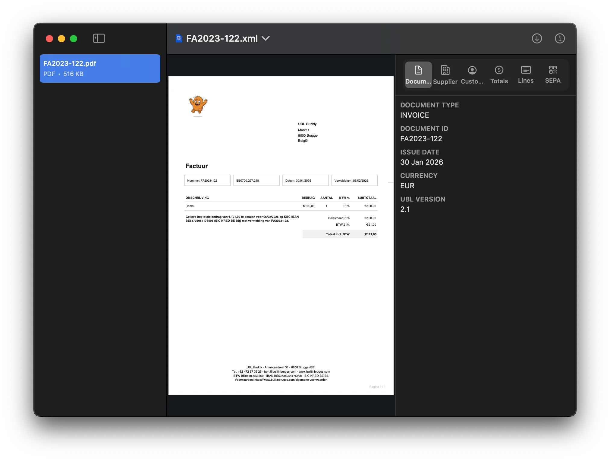 UBL Buddy Peppol invoice viewer 1