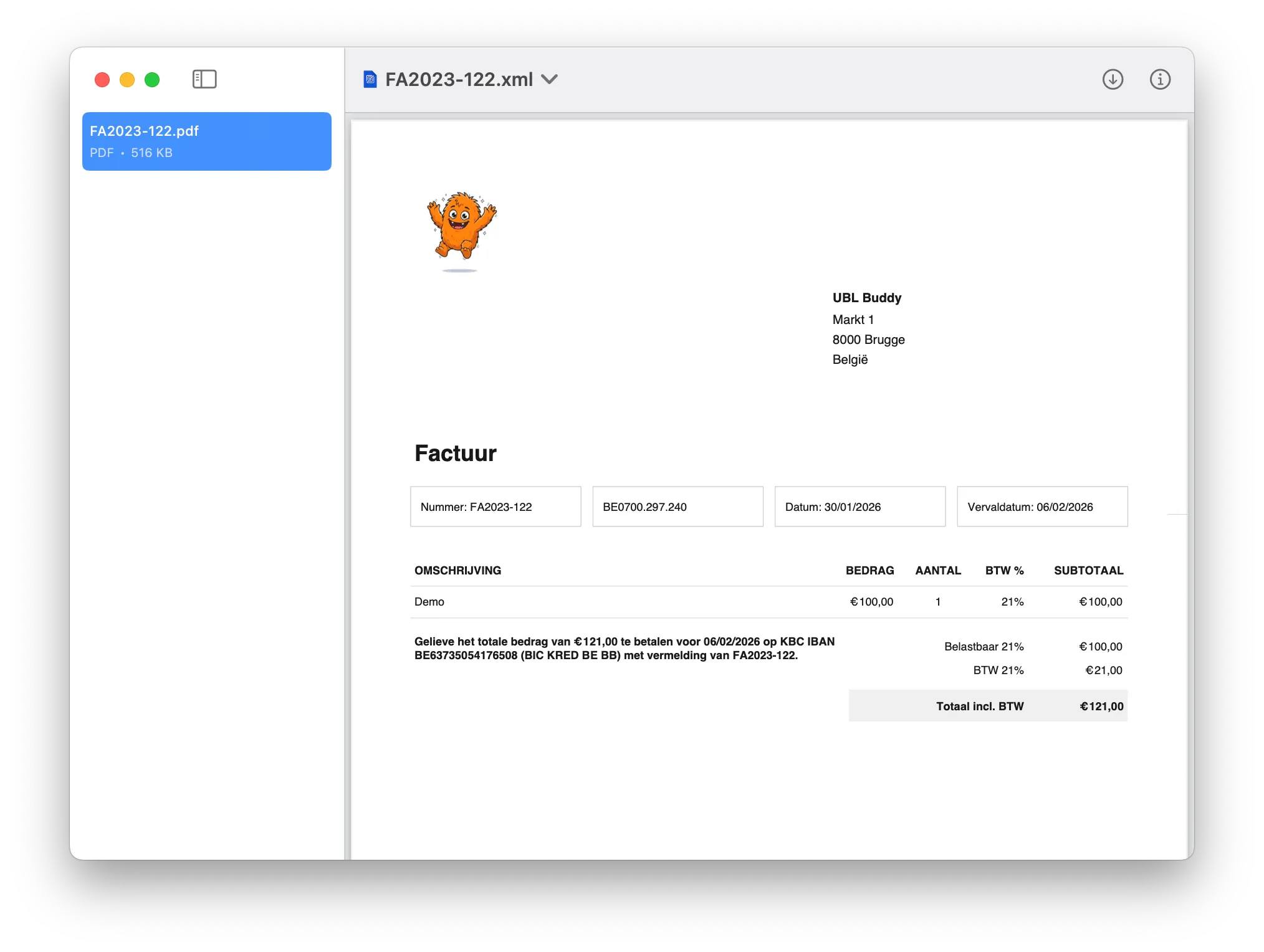 UBL Buddy Peppol invoice viewer 1
