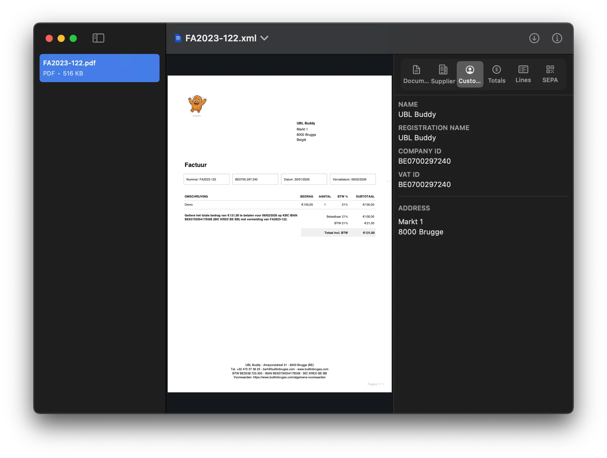 UBL Buddy Peppol invoice viewer 3