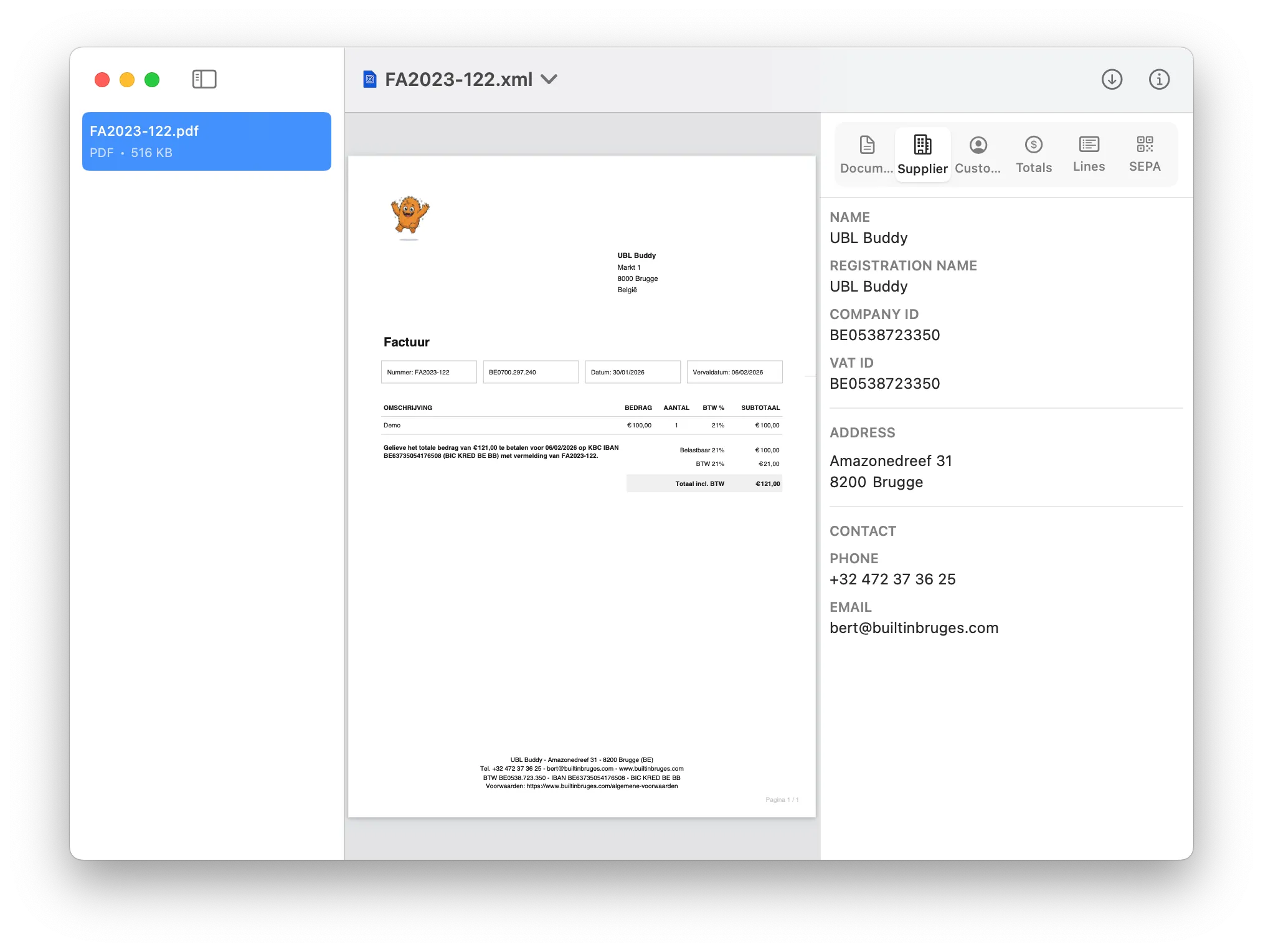 UBL Buddy Peppol invoice viewer 3