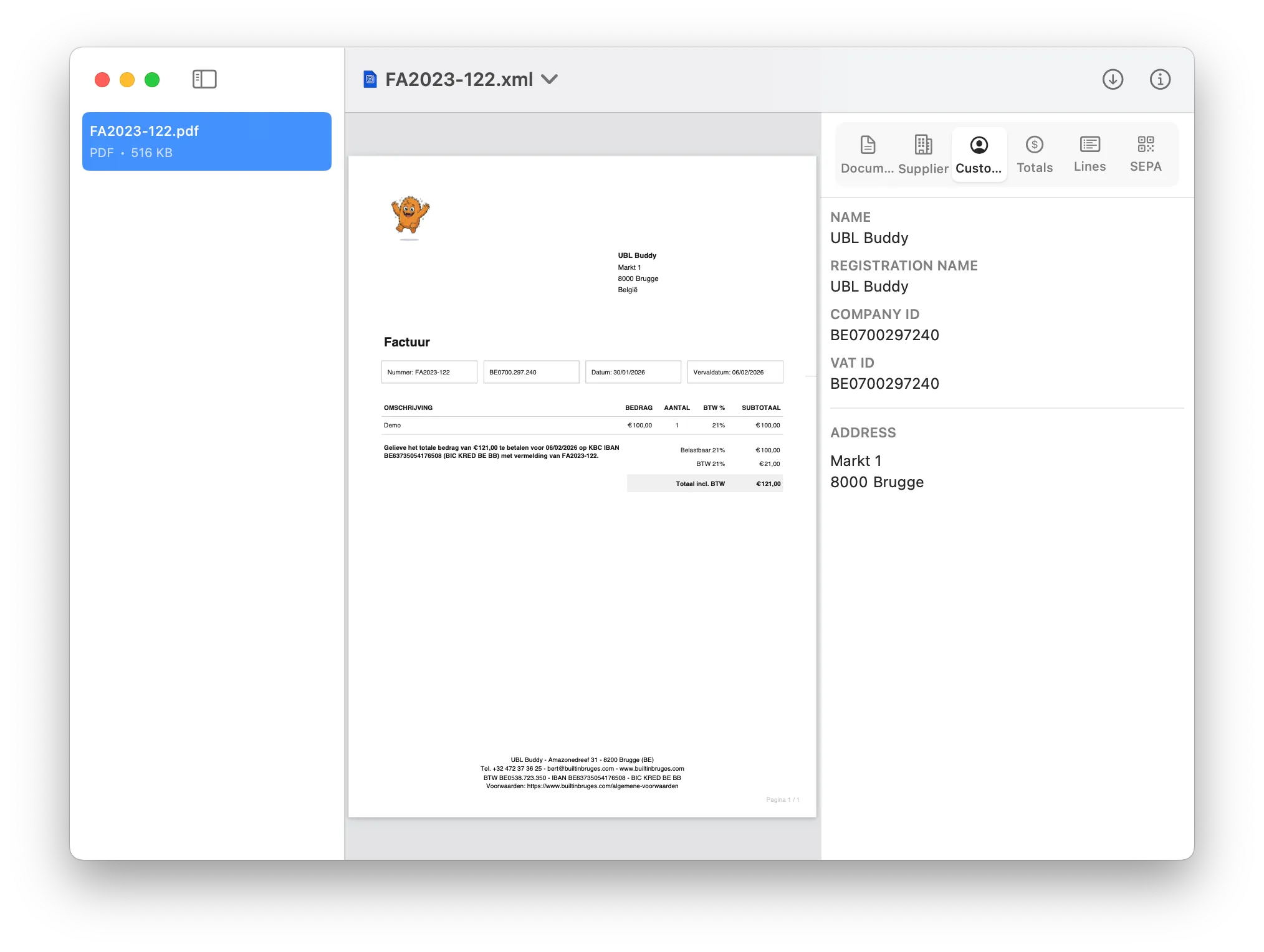 UBL Buddy Peppol invoice viewer 4